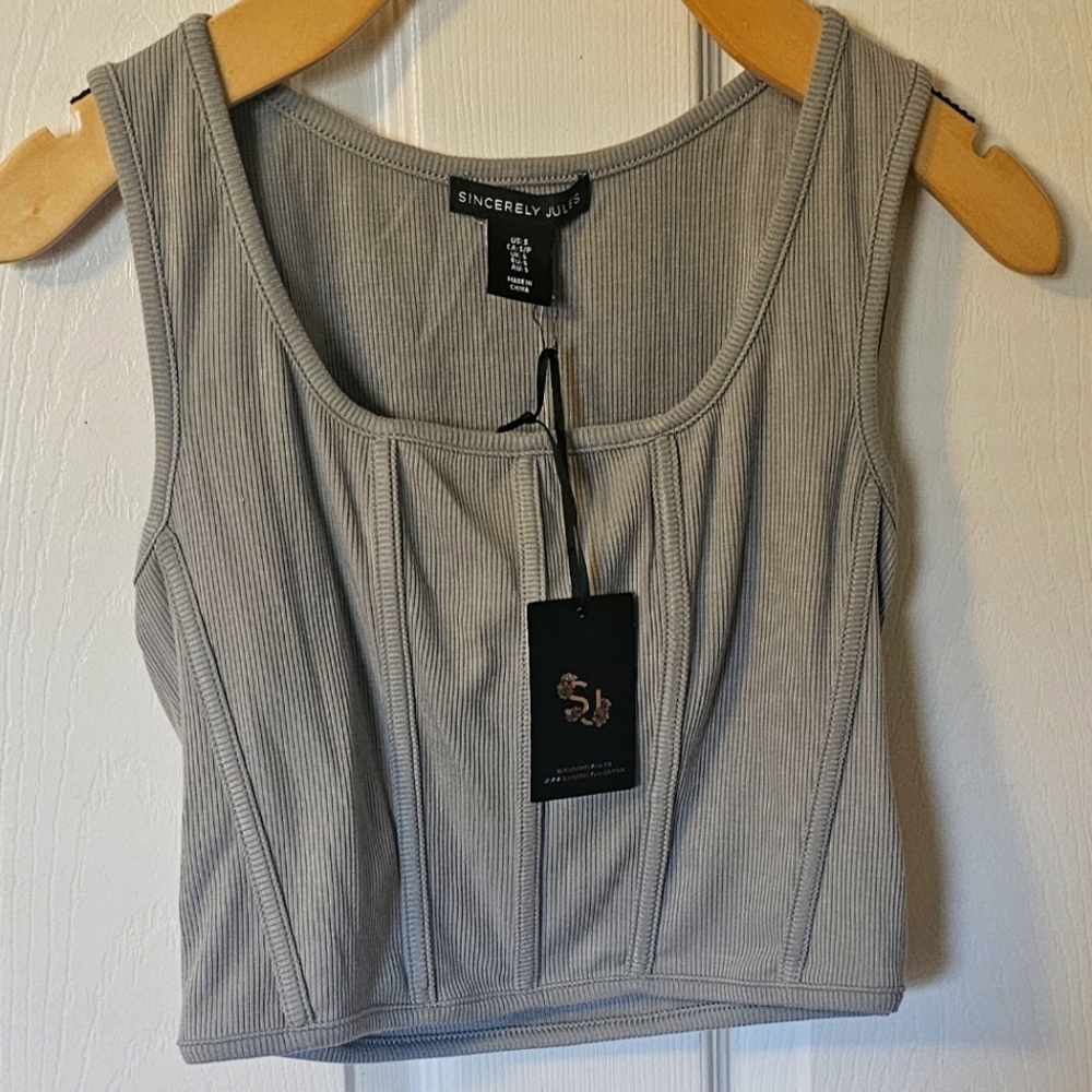 Sincerely Jules corset style crop top, Grey, size S